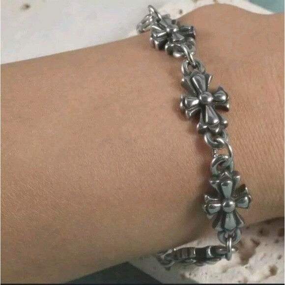 Mens Cross Bracelet Stainless Steel Punk - Picture 4 of 7